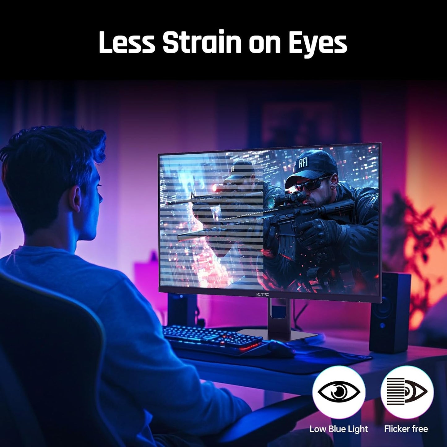 KTC 32 Inch 2K Computer Monitor, IPS 1440p Monitor with Ultra-Thin Bezels, HDR10, Freesync/G-sync, HDMI/DP Ports, Tilt Adjustable, Eyecare, Ideal for Business, Office, and Casual Gaming - PuriLite