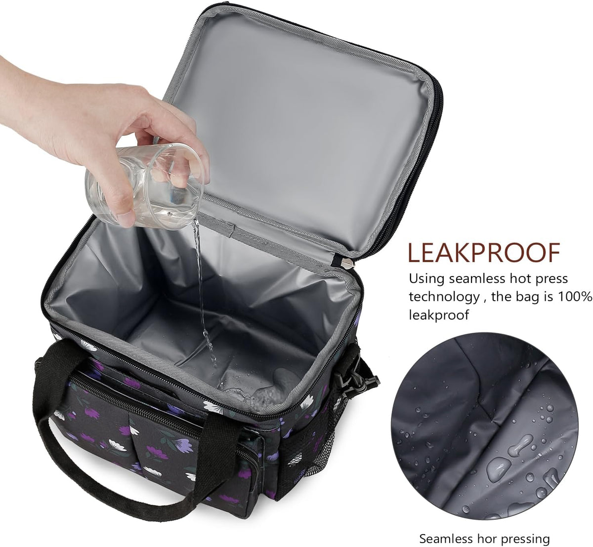 Lunch Bag Women Insulated Lunch Box for Work, Purple Expandable Large Lunch Bags, Leakproof Double Deck Lunch Box Cooler Bag（Purple） - PuriLite