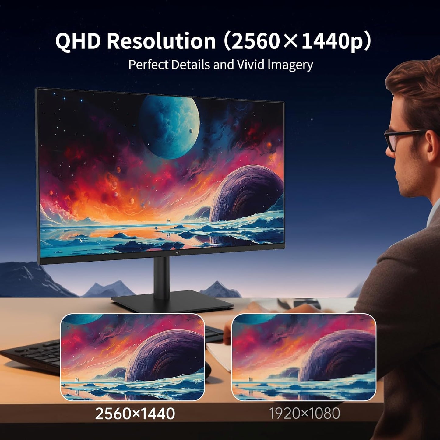 KTC 32 Inch 2K Computer Monitor, IPS 1440p Monitor with Ultra-Thin Bezels, HDR10, Freesync/G-sync, HDMI/DP Ports, Tilt Adjustable, Eyecare, Ideal for Business, Office, and Casual Gaming - PuriLite