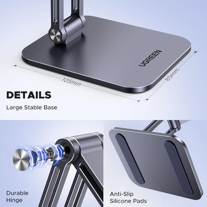 UGREEN Magnetic Phone Stand Compatible with MagSafe, Angle Adjustable Aluminum Holder for Desk, Thick Base Compatible for iPhone 16 15 14 13 12 Pro - PuriLite