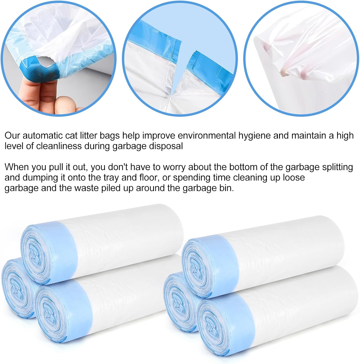 Cat Litter Box Liners, 120 Count Large Cat Litter Bags Thickened Cat Litter Waste Receptacles Bags Automatic Self Cleaning Cat Litter Box Liner, Universal Compatible for Most Litter Boxs - PuriLite