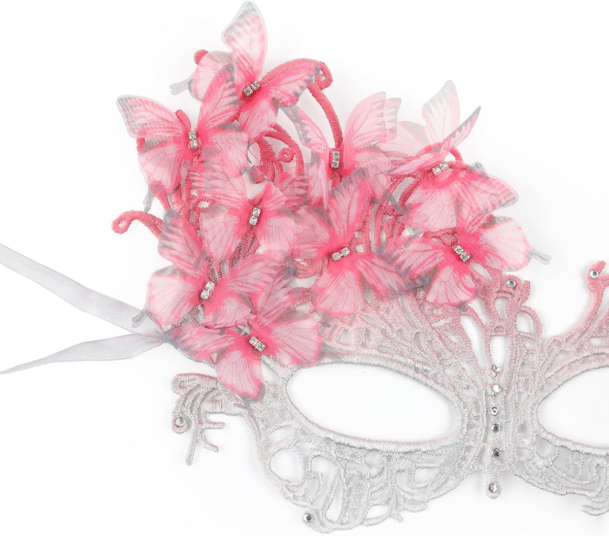 Comott pink halloween Masquerade mask for women and girls - Mardi Gras butterfly mask for halloween Costume parties - PuriLite