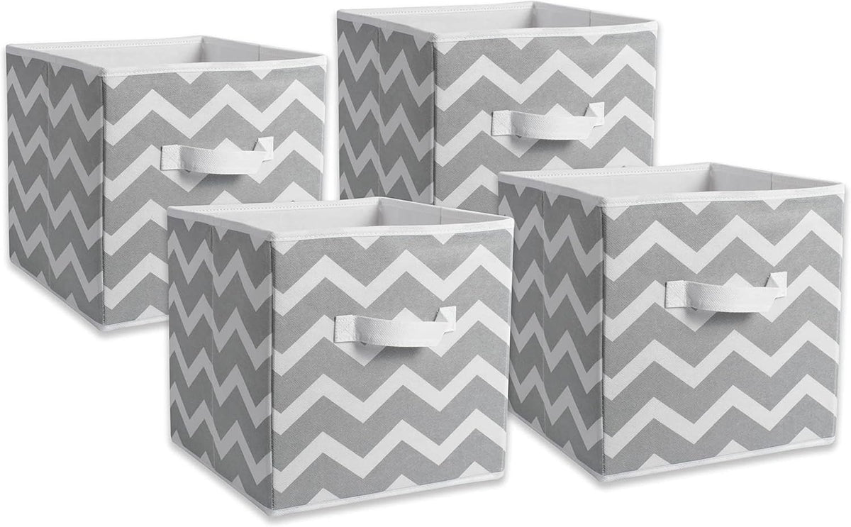 DII Foldable Fabric Storage Containers for Nurseries, Offices, Closets, Home Decor, Cube Organizers & Everyday Storage Needs, (Large - 11 x 11 x 11) Scroll Nautical Blue - Set of 2 - PuriLite