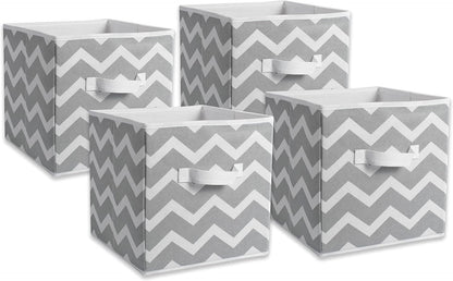 DII Foldable Fabric Storage Containers for Nurseries, Offices, Closets, Home Decor, Cube Organizers & Everyday Storage Needs, (Large - 11 x 11 x 11) Scroll Nautical Blue - Set of 2 - PuriLite