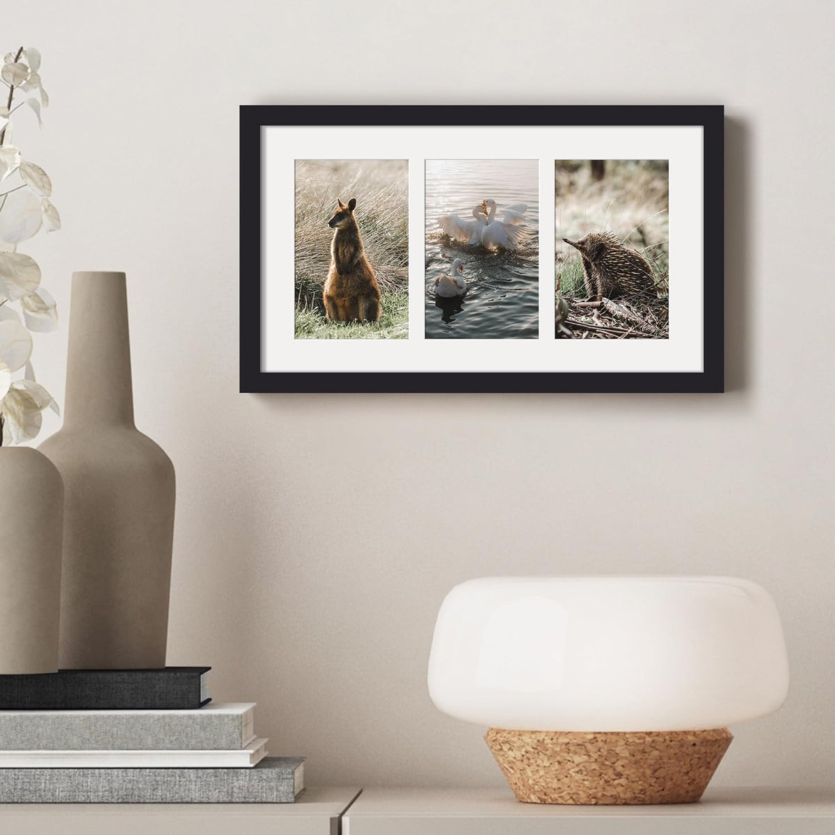 upsimples 11x14 Picture Frame, Display Pictures 8x10 with Mat or 11x14 Without Mat, Wall Hanging Photo Frames, Black - PuriLite