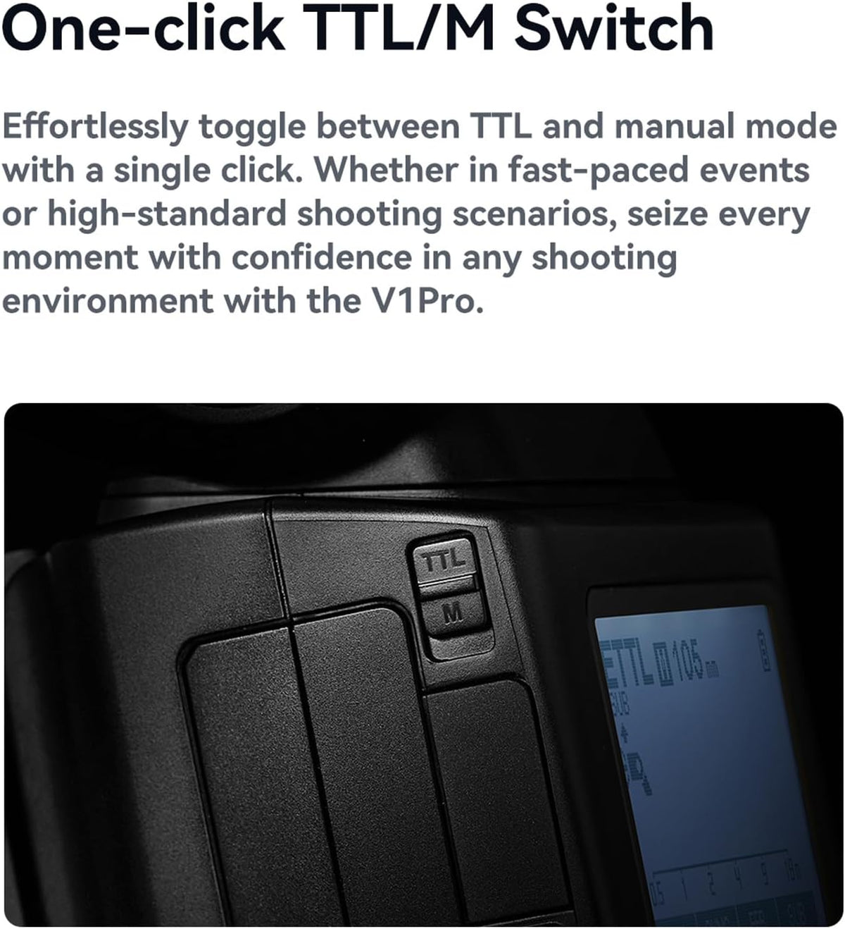 Godox V1S Professional Camera Flash Speedlite TTL Speedlight Round Head Wireless 2.4G Fresnel Zoom Compatible with Sony a7RII a7R a58 a99 ILCE6000L a7RIII a7R3 a9 a77II a77 a350 Camera for Photography - PuriLite