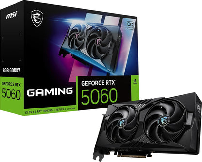 MSI Gaming RTX 5060 8G Gaming OC Graphics Card (8GB GDDR7,TBA-bit, Extreme Performance: 2550 MHz, DisplayPort x3 2.1a, HDMI 2.1b, NVIDIA Blackwell Architecture) - PuriLite