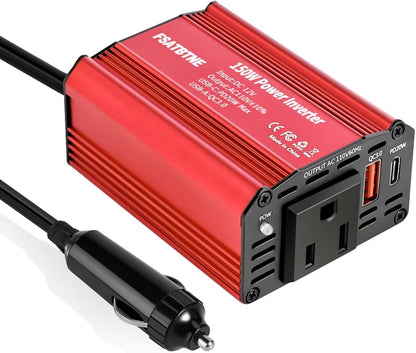 FSATBTNE 400W Power Inverter 12V DC to 110V AC Car Plug Adapter Outlet Converter with [65W PD USB-C] & [18W QC USB-A] Fast Charging Ports and 2 AC Outlets Car Power Inverters for Vehicles - PuriLite