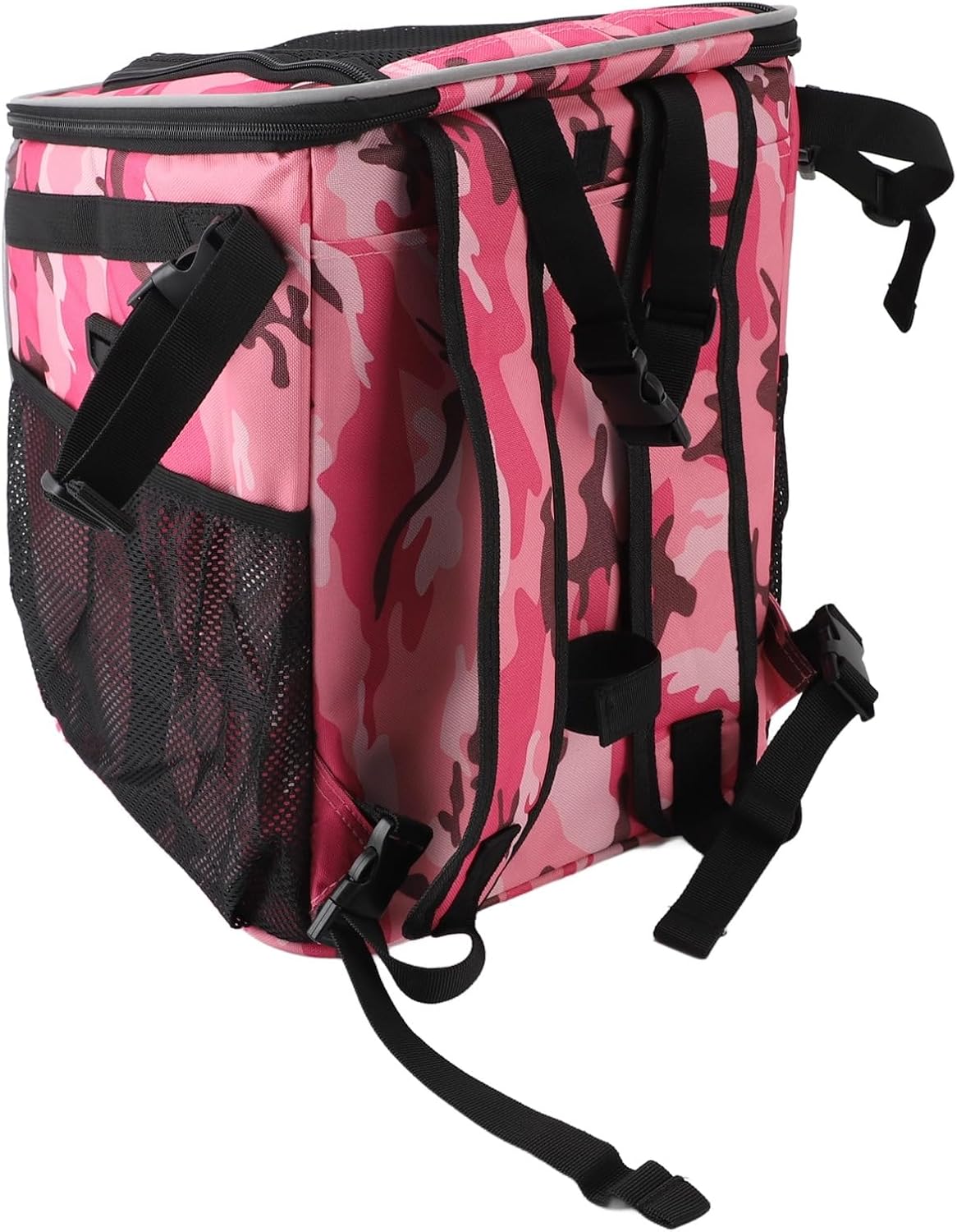 Dog Bike Basket, Waterproof Pet Bike Carrier, Removable Front Carrier Backpack with Side Pockets, Protable Pet Travel Bag for Outdoor, Road Trips, Dog Walking (Pink Camo)