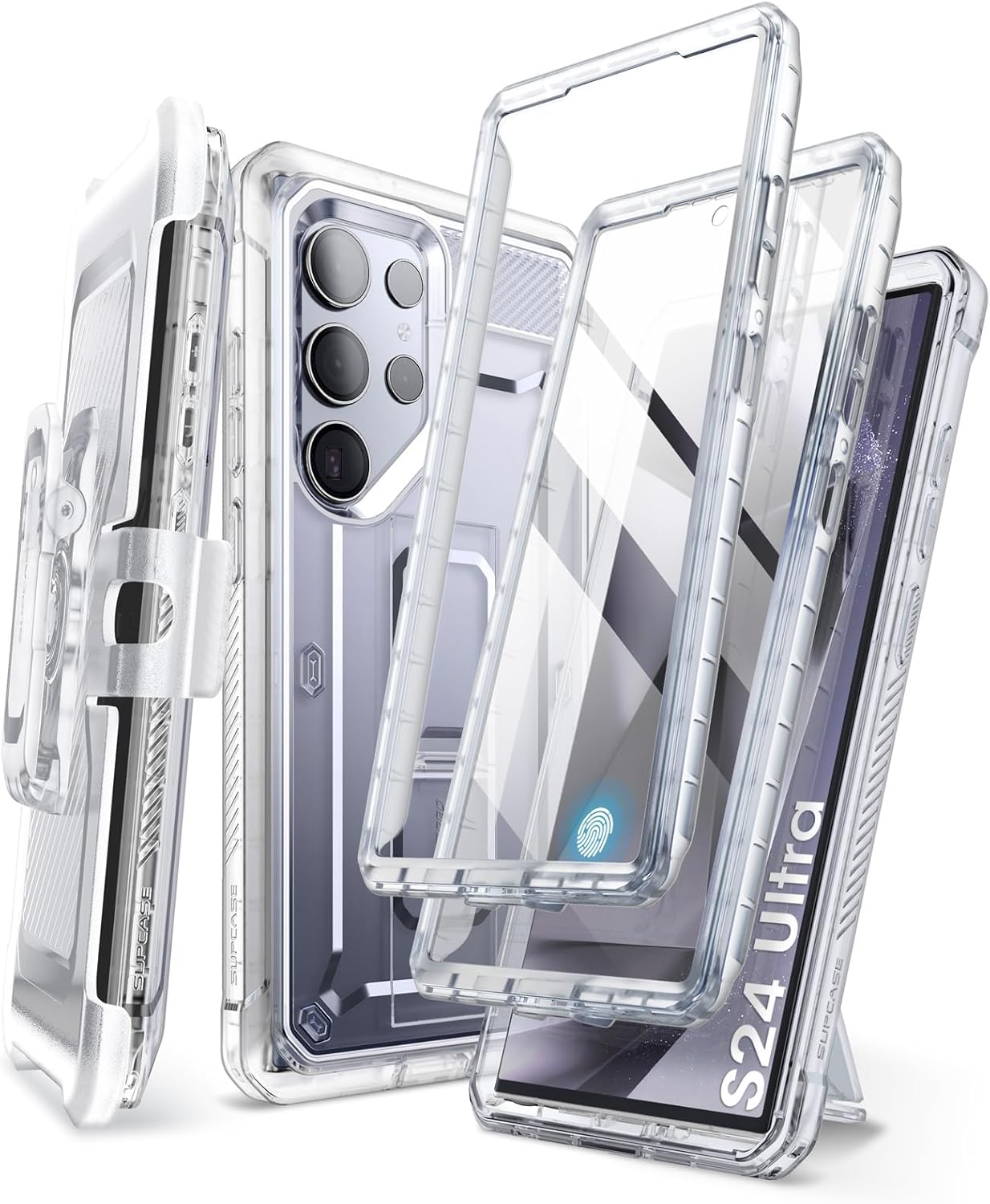 SUPCASE Unicorn Beetle Pro Case for Samsung Galaxy S23 Ultra 5G (2023), [Extra Front Frame] Full-Body Dual Layer Rugged Belt-Clip & Kickstand Case with Built-in Screen Protector (Black) - PuriLite