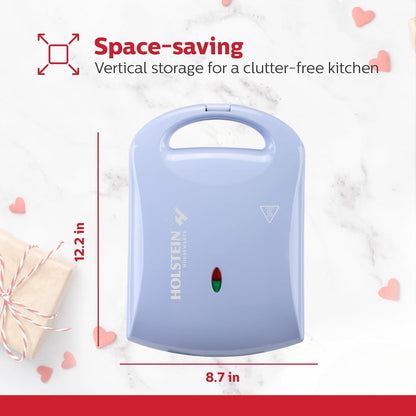 Holstein Housewares - Non-Stick Heart Waffle Maker, Lavender - Makes 4 Heart-Shaped Waffles in Minutes - PuriLite
