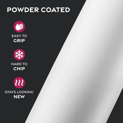 FineDine Water Bottle - Stainless Steel Insulated Water Bottle with Straw Lid, Flip Lid & Wide-Mouth Cap - Keeps Hot and Cold - 25 Oz / 739ml - Pure Pearly White - PuriLite