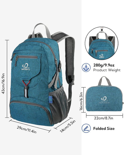 WATERFLY Hiking Backpack 20L Foldable Travel Backpack Lightweight Hiking Daypack for Outdoor Cycling Camping - PuriLite