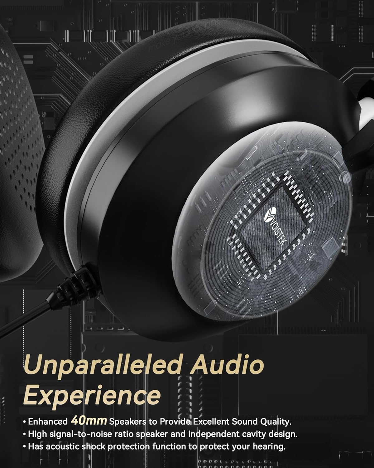 Voistek Computer HeadphonesWired USB C/3.5MM/USB Headset; with Noise Cancelling Microphone & Volume Controls Compatible with PC,Laptop,Mac,iPad,Home,Office,Meeting,Skype,Zoom(882F) - PuriLite
