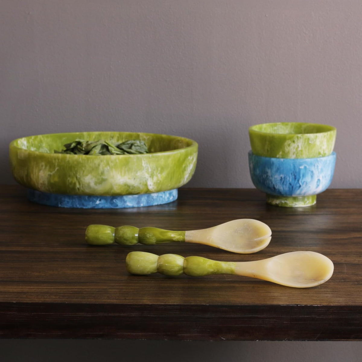 Beatriz Ball RESIN Rio Bubble Salad Servers (Green) - PuriLite