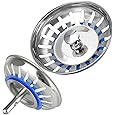 [2 Pack] IUYPKQ Kitchen Sink Strainer - Sink Drain Stopper - Kitchen Sink Plug with Anti-Clogging Basket - Bouchon Evier Cuisine - PuriLite