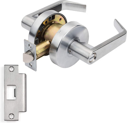 Dynasty Hardware AUG-00-26D Grade 2 Commercial Duty Office Door Keyed Lever Lockset, ADA, Satin Chrome Finish - PuriLite