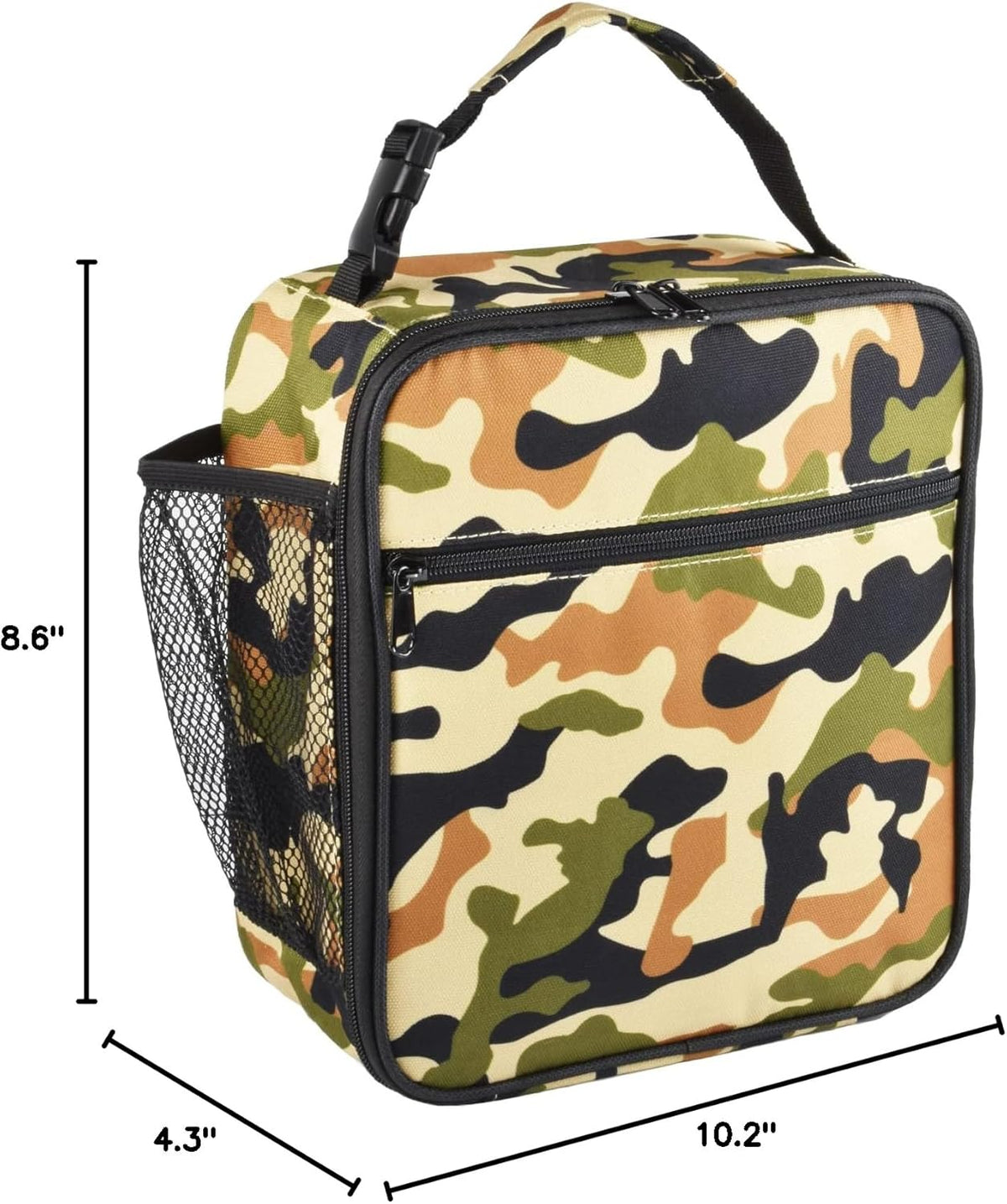 Insulated Lunch Bag, Leakproof Portable Lunch Box for Women Men Boys Girls, Large Capacity Cooler Bag with Handle and Bottle Pocket for Office School Camping Hiking Outdoor Beach Picnic (Black) - PuriLite