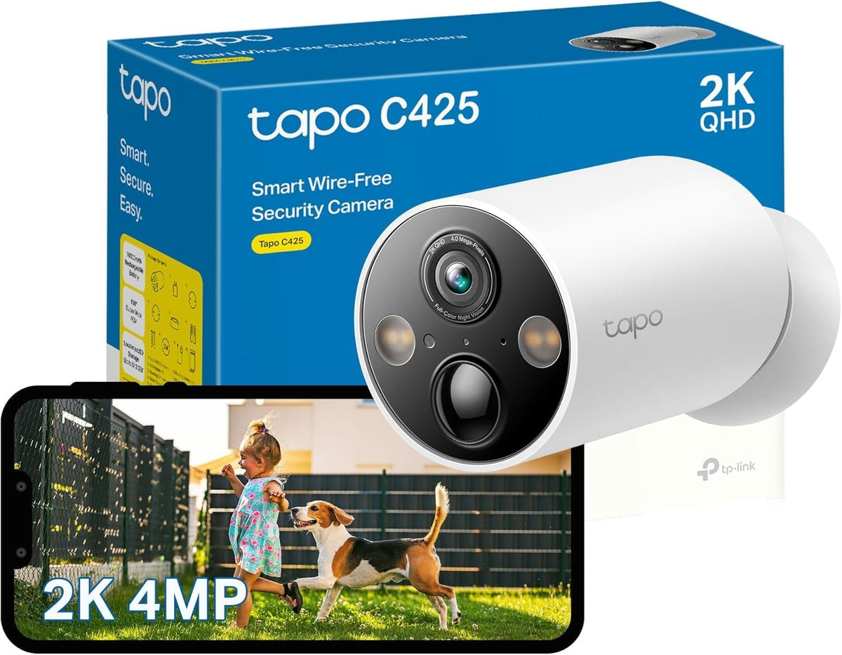 TP-Link Tapo Solar-Powered Security Camera Kit, 2K Wireless Battery Camera w/Solar Panel Base, Smart Person Detection, SD/Cloud Storage, Spotlight Color Night Vision, No Hub Needed (Tapo C410 KIT) - PuriLite