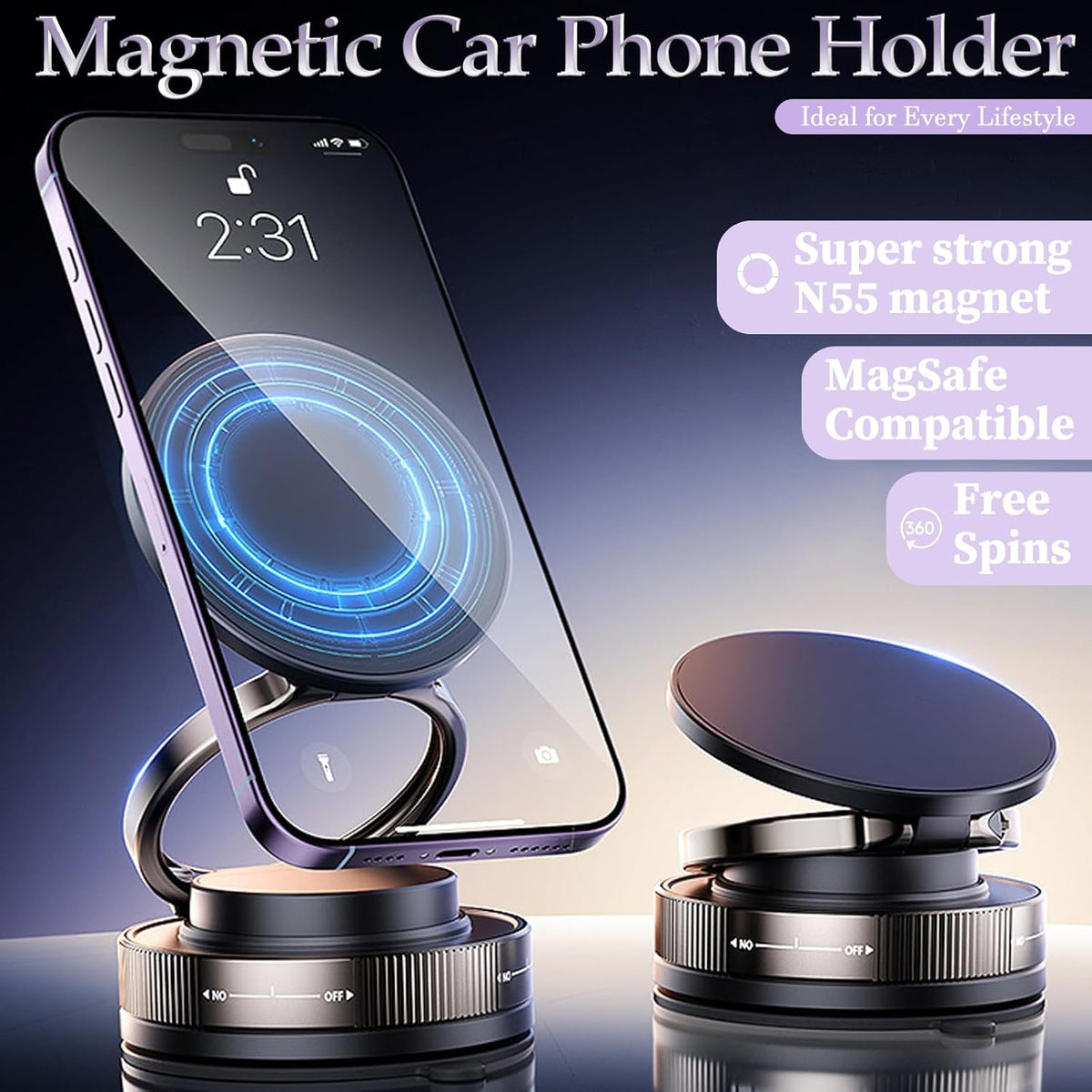 Purilite Select Magnetic Car Phone Mount - PuriLite