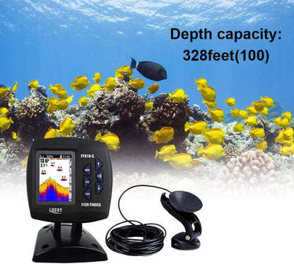 Sangmei Lucky FF918-C100DS Color Screen Wired Fish Finder Dual Frequency 328ft/100m Water Depth Boat Fish Finder - PuriLite
