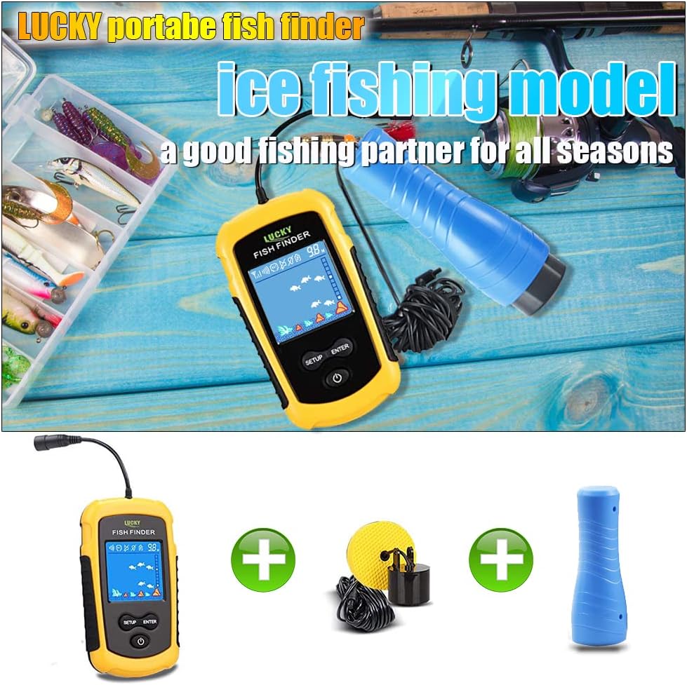 LUCKY Portable Fish Finder for Kayaks Hand held Depth Sounder Fish Detector Depth Finder Fish Finder ice Fishing Boat Fishing Gifts for Men Women - PuriLite