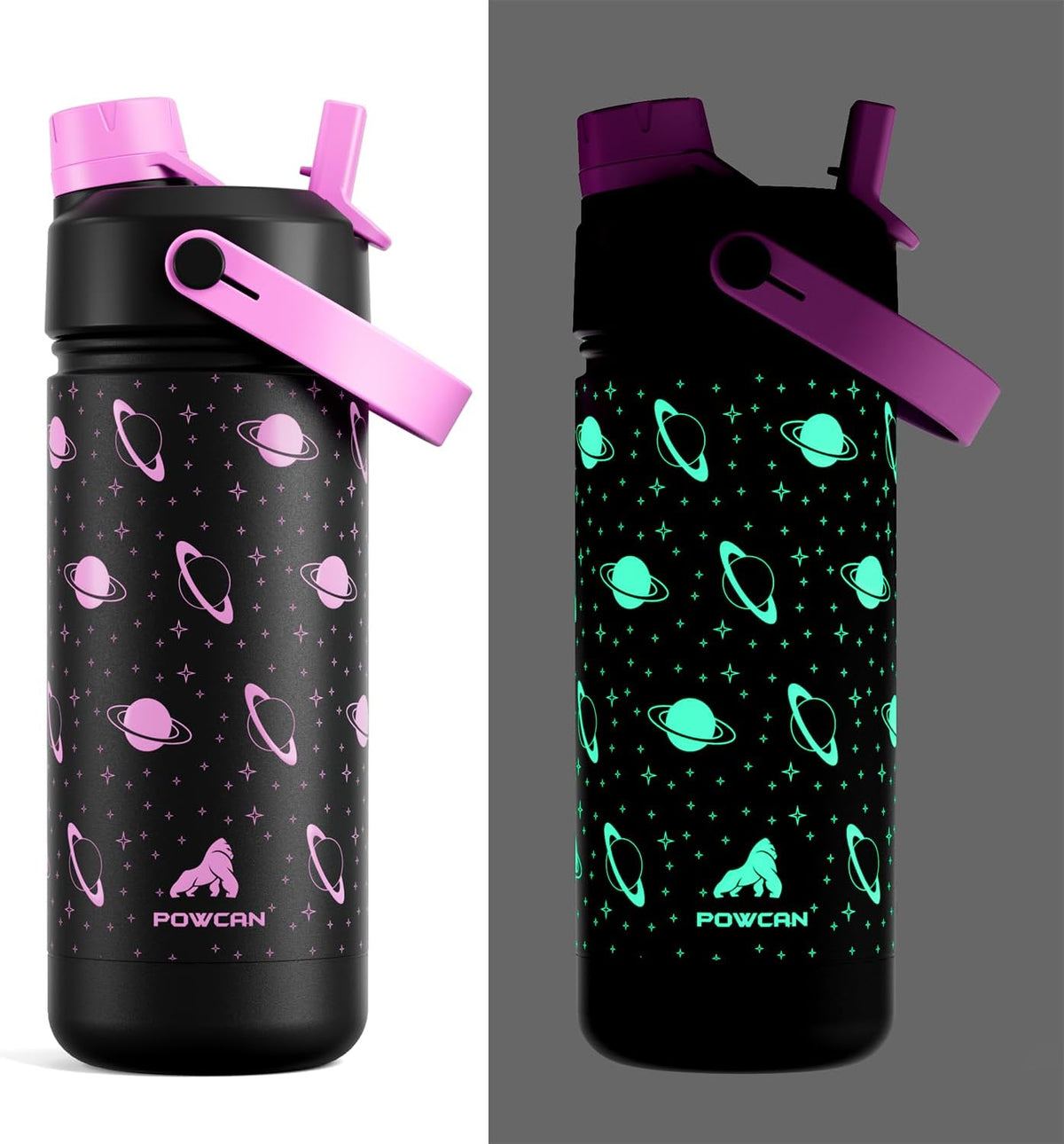 POWCAN 26 oz Insulated Water Bottle with 2-in-1 Straw and Spout Lid, Keep Cold 24H, Leak-Proof, Fits in Car Cup Holder, Stainless Steel Water Bottle for Sports, Travel, and School (Cotton Candy)