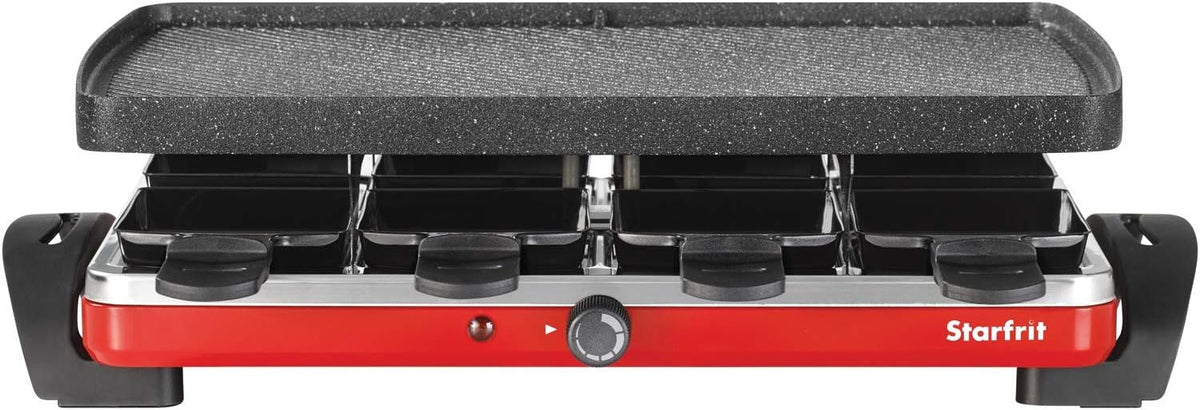 Starfrit The Rock Electric Raclette - 8 Person Party Grill - 8 Spatulas - Reversible Plate - 1500W - PuriLite