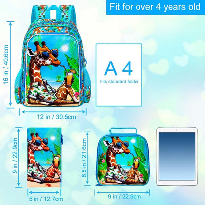 3pcs Backpack for Boys and Girls, 16” Kids Kindergarten Bookbag with Lunch Box, Cute Elementary Backpacks for Boy Girl - PuriLite