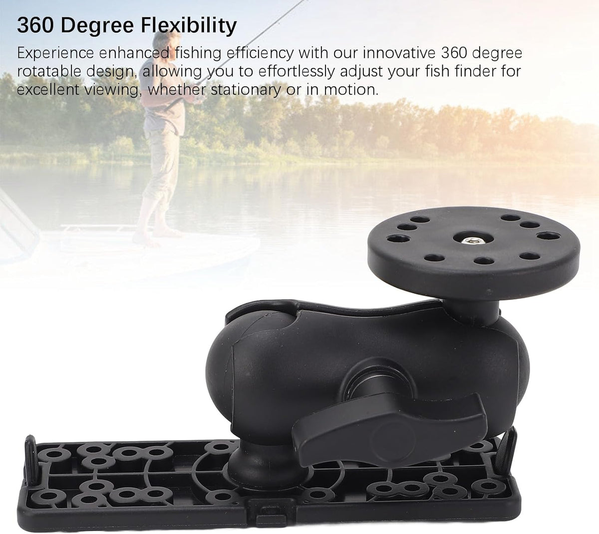 ZAWELIYO Fish Finder Mount Holder Rack 360 Degree Rotatable Height Adjustable Shock for Kayaks Canoes Accessories - PuriLite