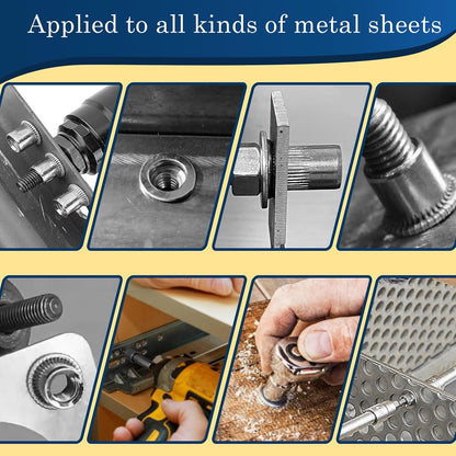 Vifmy Metric & SAE Rivet Nut Assortment Kit(420 Pcs),m3 m4 m5 m6 m8 m10 m12#6-32#8-32#10-24 1/4"-20 5/16"-18 3/8"-16 UNC Flat Head Rivnut Set,Zinc Plated Finish Carbon Steel Nutsert - PuriLite