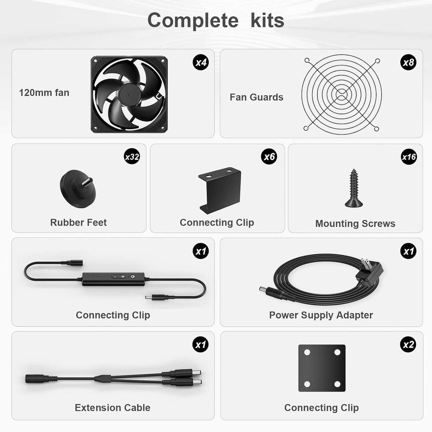 upHere High Airflow 120mm X 25mm Computer Fan with 12V DC Power Supply, 5 Level Speed Controller, for PC,PS5, Mining Machine Chassis Server Workstation Cooling - PuriLite