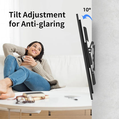 Suptek Tilt TV Wall Mount Bracket for Most 26-60 inch LED, LCD and Plasma TV, Mount with Max 400x400mm VESA and 99lbs Loading Capacity, Fits Studs 16" Apart, Low Profile with Bubble Level - PuriLite