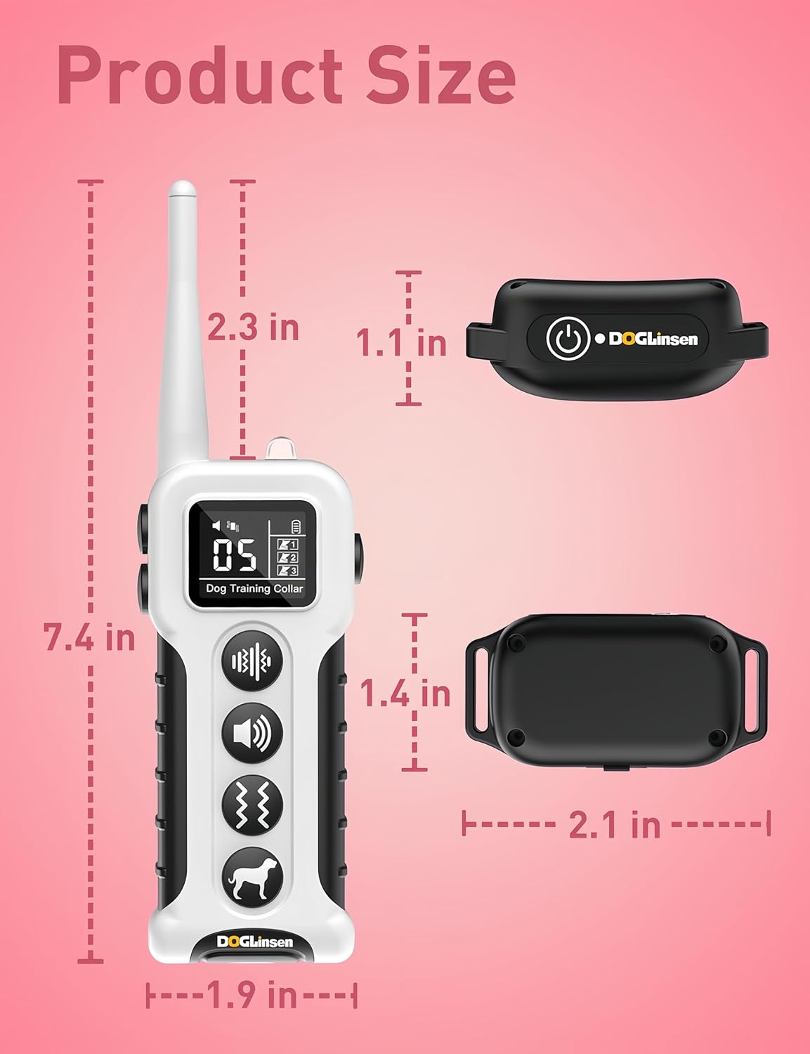 DOGLinsen No Shock Dog Training Collar with Remote 3300ft Range, Vibrating Dog Collar, Vibration Collar for Small Medium Large Dogs, 9 Style Tones and Vibration Collar - PuriLite