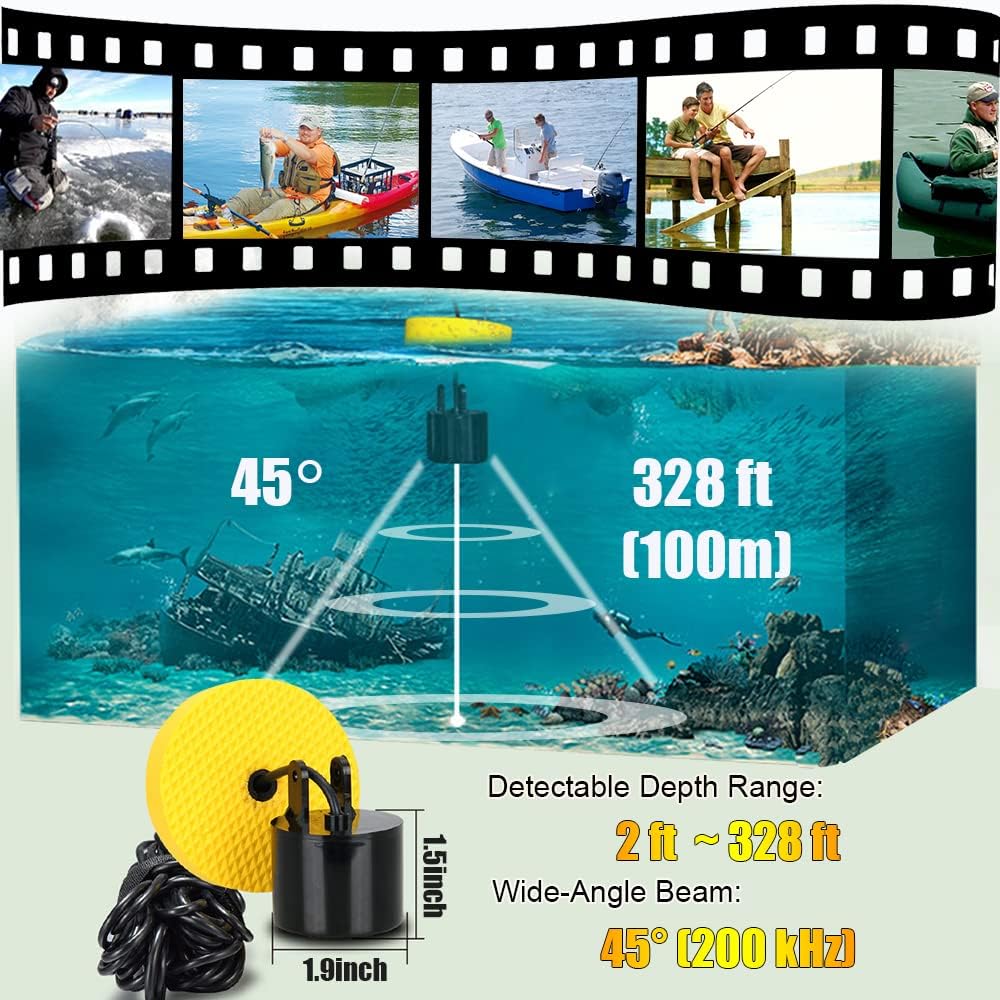 LUCKY Portable Fish Finder for Kayaks Hand held Depth Sounder Fish Detector Depth Finder Fish Finder ice Fishing Boat Fishing Gifts for Men Women - PuriLite