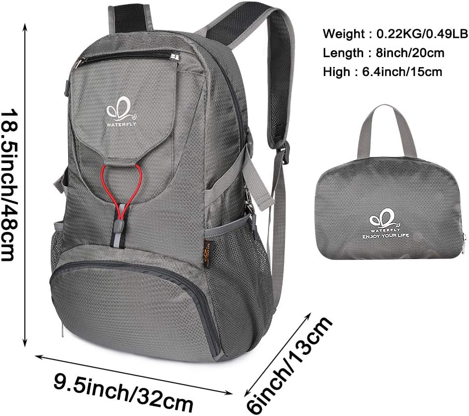 WATERFLY Hiking Backpack 20L Foldable Travel Backpack Lightweight Hiking Daypack for Outdoor Cycling Camping - PuriLite