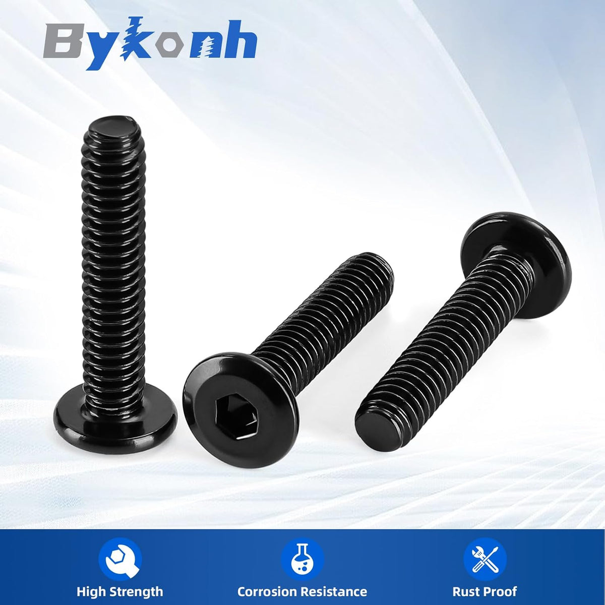 1/4-20 x 1-1/4" Flat Head Hex Socket Cap Screws Bolts, Stainless Steel 18-8 Black Finish, Fully Threaded, 25 PCS - PuriLite