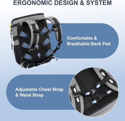 SPARTER Backpack Cooler Insulated Leak Proof 33/49 Cans, 2 Insulated Compartments Thermal Bag, Portable Lightweight Beach Travel Camping Lunch Backpack for Men and Women - PuriLite