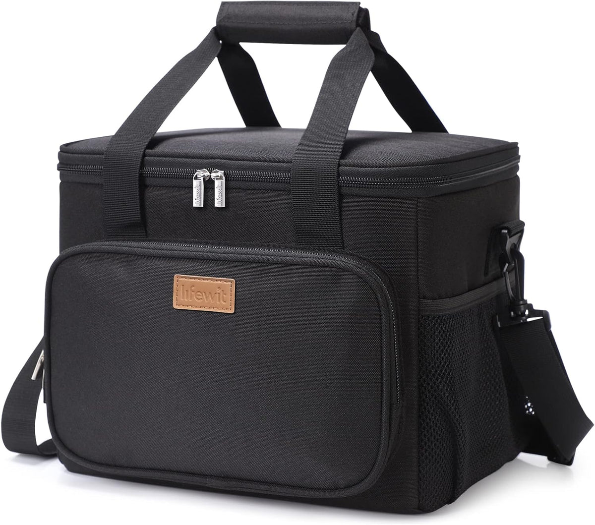 Lifewit Large Lunch Bag for Adults, 24-Can 15L Insulated Lunch Box Leakproof Soft Cooler Cooling Tote for Men Women, Waterproof Reusable Cooler Bags for Work Office Outdoor Picnic Camping, Black - PuriLite