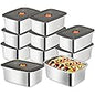 10 Pack Stainless Steel Food Storage Containers with Leak-Proof Lids, 50 oz / 1500 ml Airtight Bento Lunch Box Metal Meal Prep Container Stackable & Reusable for Fruit Snack Leftovers Freezer Safe - PuriLite