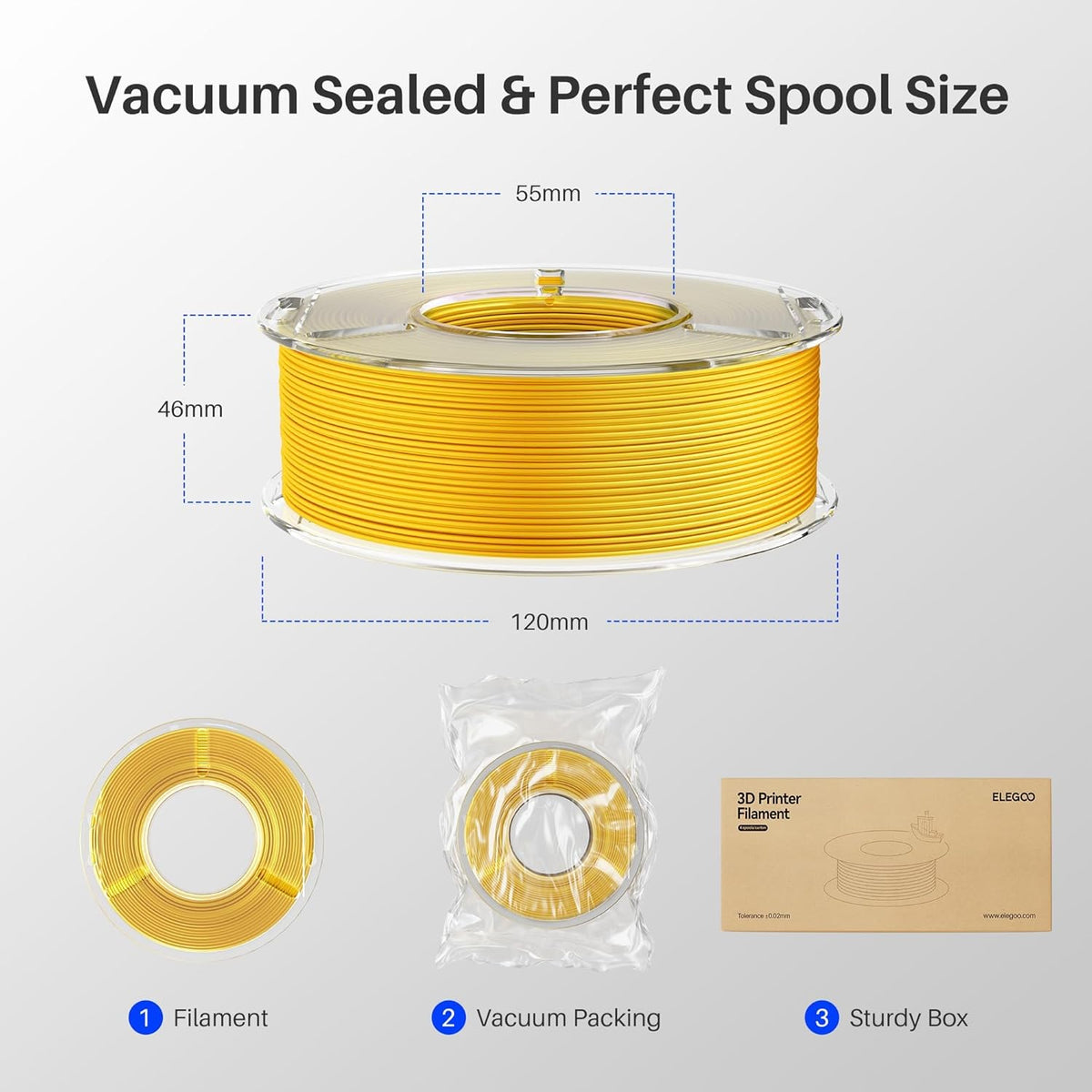 ELEGOO PLA Filament 1.75mm Black 1KG,3D Printer Filament Dimensional Accuracy +/- 0.02mm,1kg Cardboard Spool(2.2lbs) 3D Printing Filament Fits for Most FDM 3D Printers - PuriLite