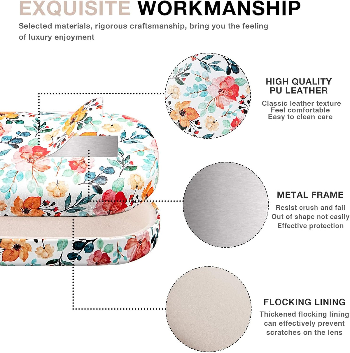 molshine Hard Shell Leather Sunglasses Case,Classic Large Glasses Case for Women Men,Sunglass Eyeglasses - PuriLite