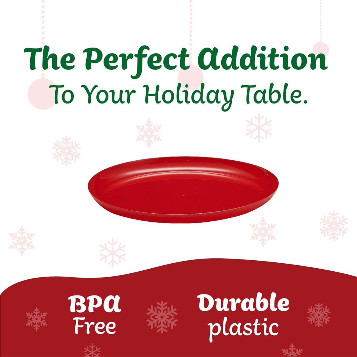 PLASTICPRO [30 Pack 10.7'' Christmass Green Plastic Party Plates Edge Collection Premium heavyweight Elegant Disposable Tableware Dishes - PuriLite