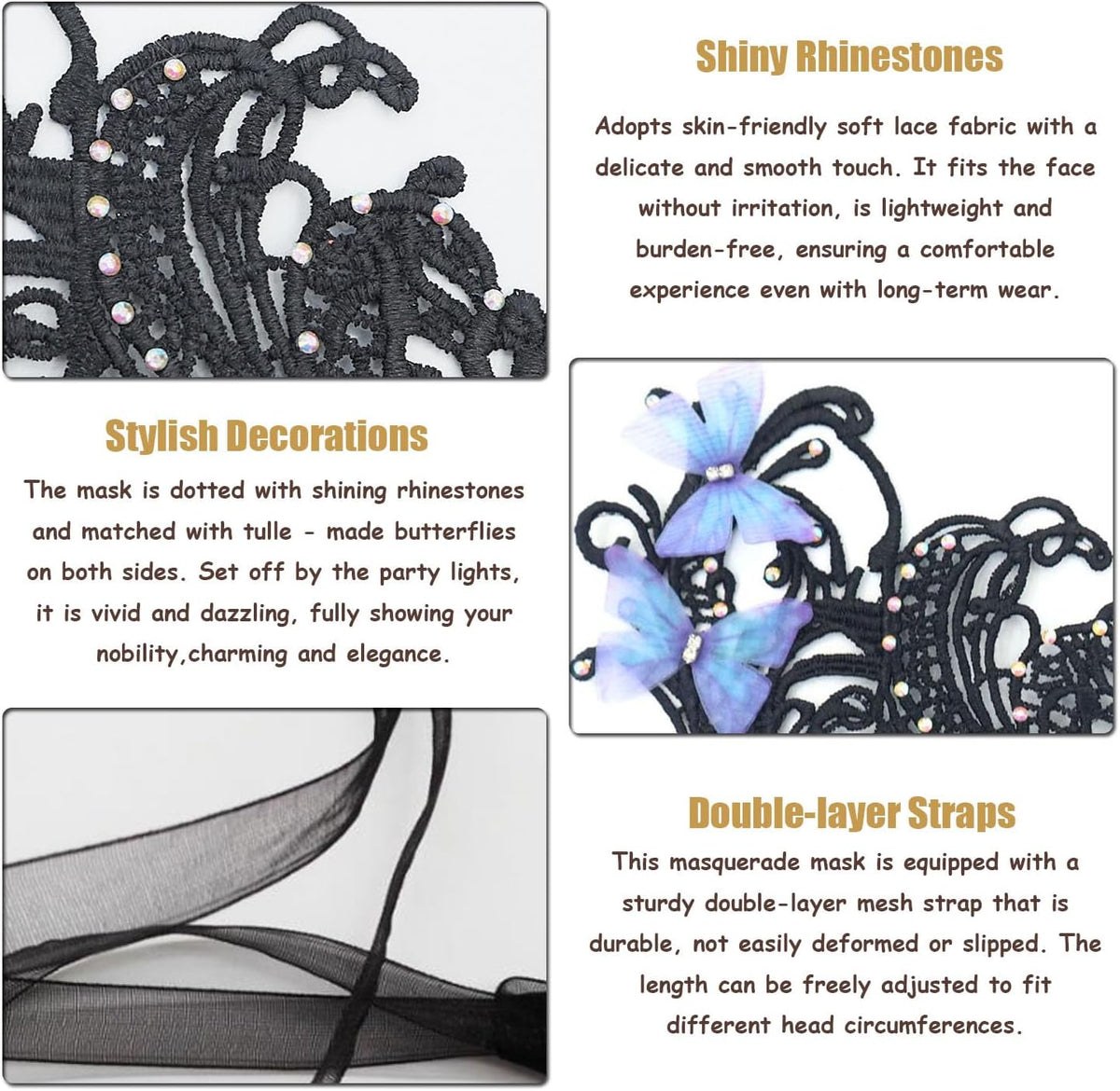 Masquerade Masks for Women Venetian Halloween Lace Mask for Carnival Party Prom Ball - PuriLite