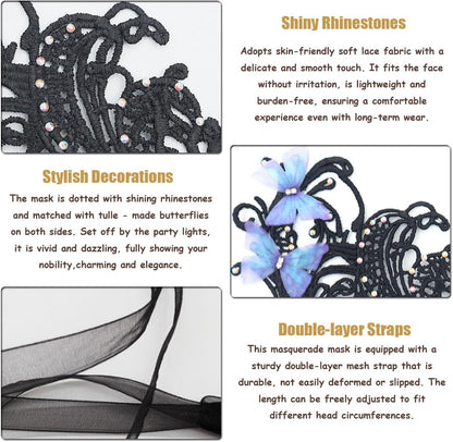 Masquerade Masks for Women Venetian Halloween Lace Mask for Carnival Party Prom Ball - PuriLite
