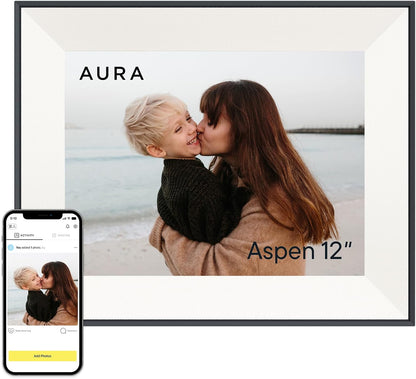 Aura Aspen 12" Digital Photo Frame - Black with Paper Mat - PuriLite