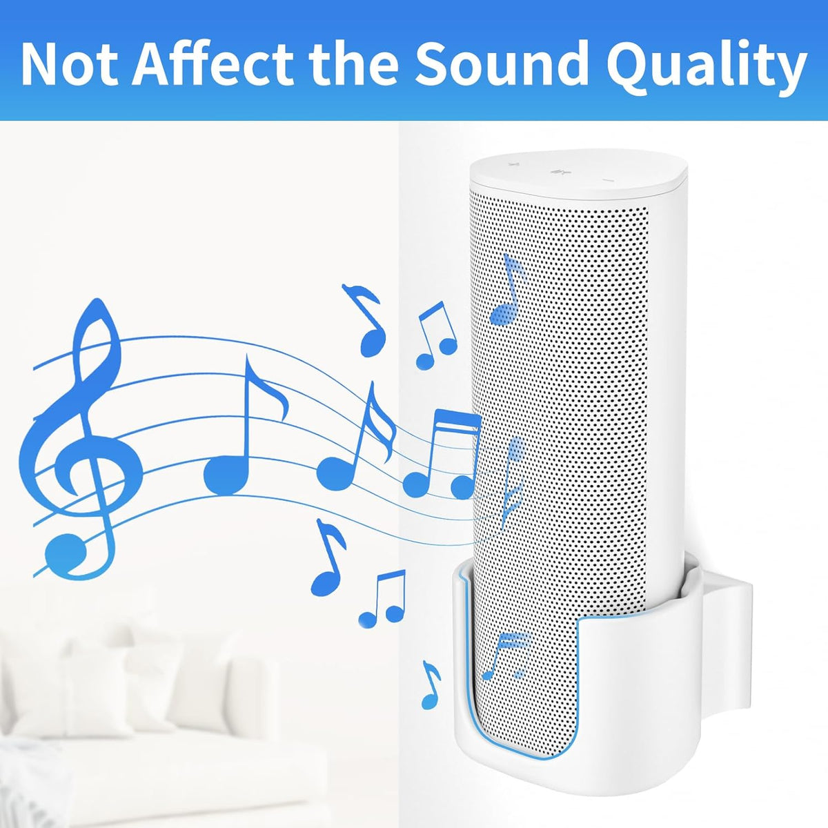 Sturdy Speaker Wall Mount for Sonos Roam 2, Roam SL - Space Saving Bracket Easy to Install, White - PuriLite