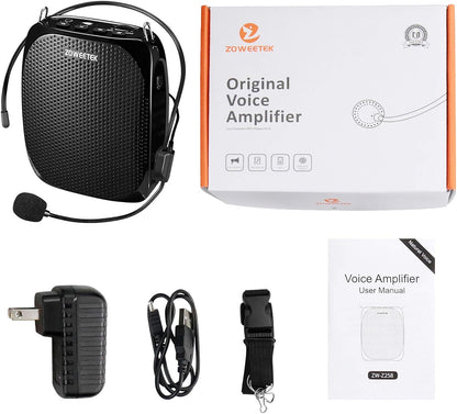 ZOWEETEK Voice Amplifier with Microphone Headset,1800mAh Rechargeable Portable Amplifier for Teachers, Tour Guide,Yoga,Fitness, Training, Meeting,Classroom - PuriLite