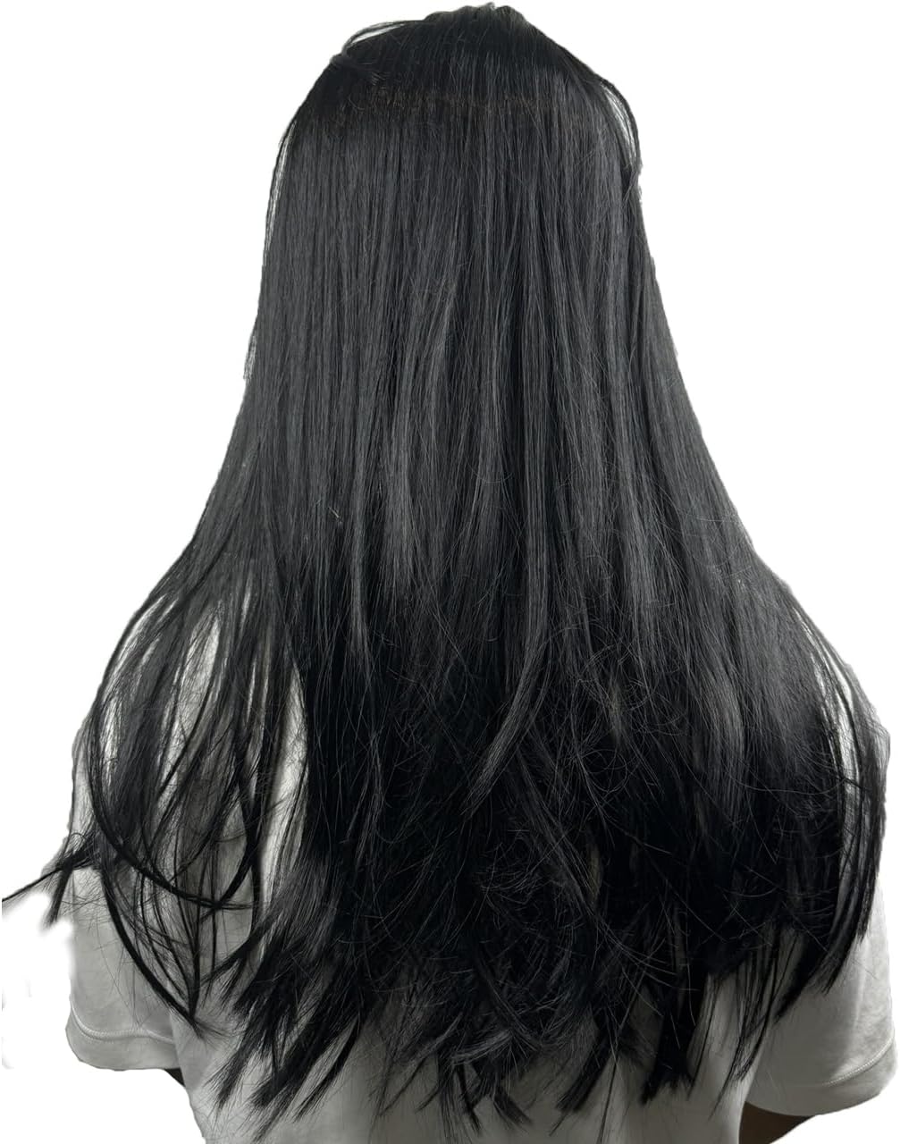 Scary Momo Mask with Long Black Wig - Latex Halloween Costume for Adults - Creepy Face Mask for Parties & Haunted Houses - PuriLite