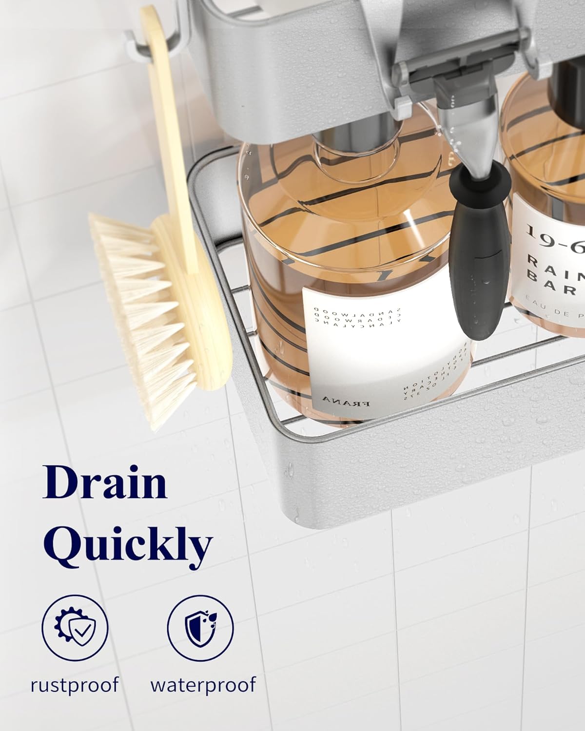 Kitsure Large Shower Caddy - 2 Pack Adhesive Shower Organizer, Drill-Free Shower Shelves for Inside Shower, Rustproof Bathroom Shelf Shower Shelf for Bathroom, Black - PuriLite